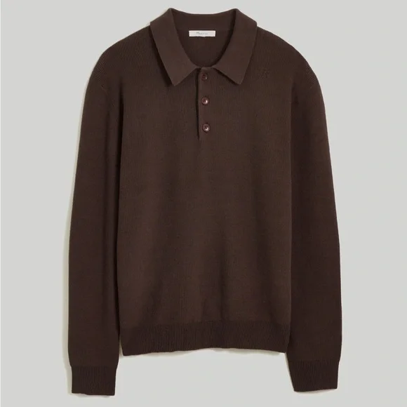 Madewell Ribbed Long-Sleeve Sweater Polo - Picture 6 of 7